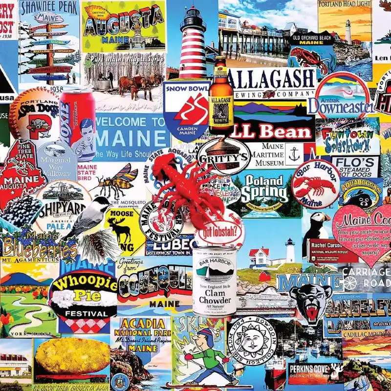 A puzzle featuring famous things from the state of Maine