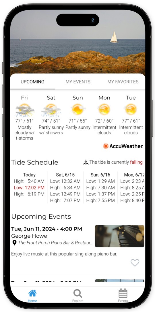 Screenshot of the Ogunquit Navigator app's home screen.